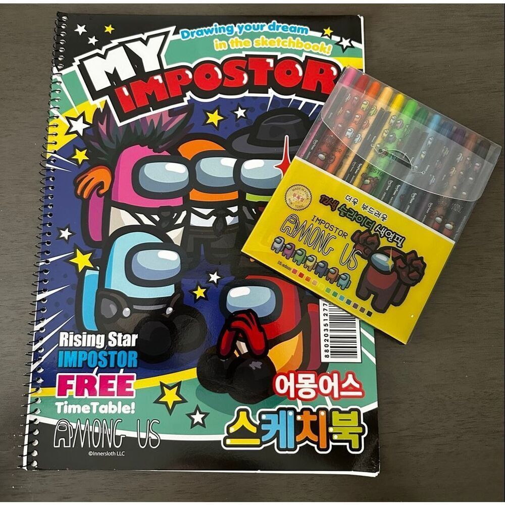 Among Us My Imposter Blank Sketchbook with Rising Star Imposter Time Table and C